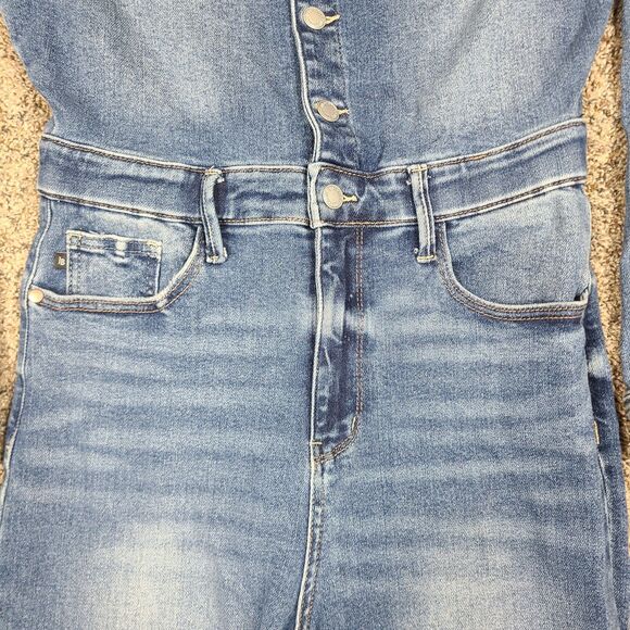 Judy Blue Women's Denim Utility Jumpsuit L Dark Denim Long Sleeve Coveralls - Picture 5 of 16